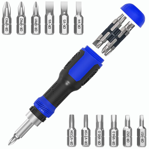 Multi-bit Screwdriver, 13-in-1 Screw Driver Adjustable Mini Screwdriver Set Multitool All in One with Torx Security, Phillips, Hex, Flat Head, Square