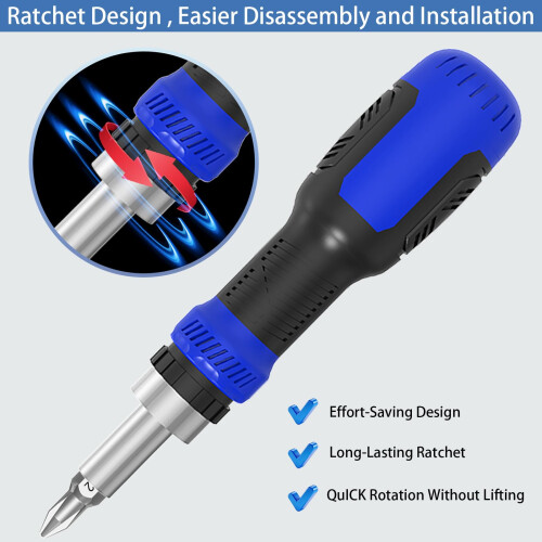 Multi-bit Screwdriver, 13-in-1 Screw Driver Adjustable Mini Screwdriver Set Multitool All in One with Torx Security, Phillips, Hex, Flat Head, Square 1