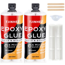 Epoxy Resin Glue | 2 Part 5 Minute Fast Cure Adhesive Kit | 1:1 Ratio High Strength Waterproof Heat Resistant Clear Glue for Metal Plastic Wood