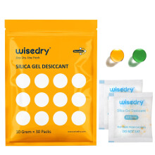 wisedry Silica Gel Sachets Bags 10 Gram x 30 Packs with Orange Beads Humidity Indicator Desiccant Packs Moisture Absorber for Air Dryer Moisture Remo