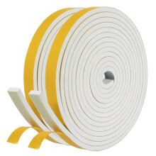 fowong Draft Excluder Tape for Doors, 2 Rolls 12 mm(W) x 6 mm(T) x 4M (L) Weather Stripping, Draught Excluder Seal Strip for Window, Closed Cell Self