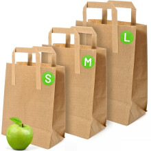 Brown Paper Bags with Handles - Large 12 x 10 x 5", 100 Pack, 80gsm Kraft Material, Takeaway Lunch Grocery Shopping Gift Party