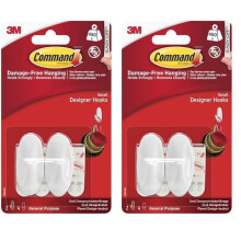 Command 3M Small Hooks with Strips (17082)-White (Pack of 2)
