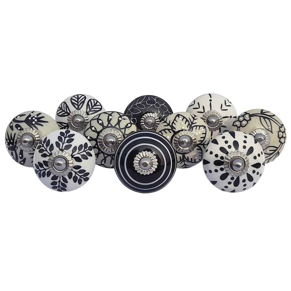 Photos - Furniture Hardware Royal Kraft Vintage Black Hand Painted Ceramic Pull Knobs for Kitchen Cabinet, Door & Drawer, Wardrobe, Cupboard (10 Designs 