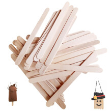 200 Pcs Wooden Sticks for Ice Cream Tongue Depressors Lollies Wax DIY Art Lollipop Wood Craf(15 x 1.8CM-O)