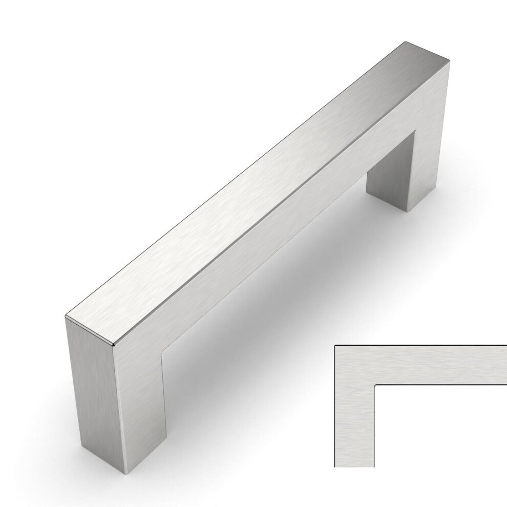 Amerdeco 10 Pack Brushed Satin Nickel Cabinet Pulls 3.75 Inch(96Mm) Hole Centers Kitchen Cabinet Handles Cabinet Hardware Cupboard Handles Square Dra