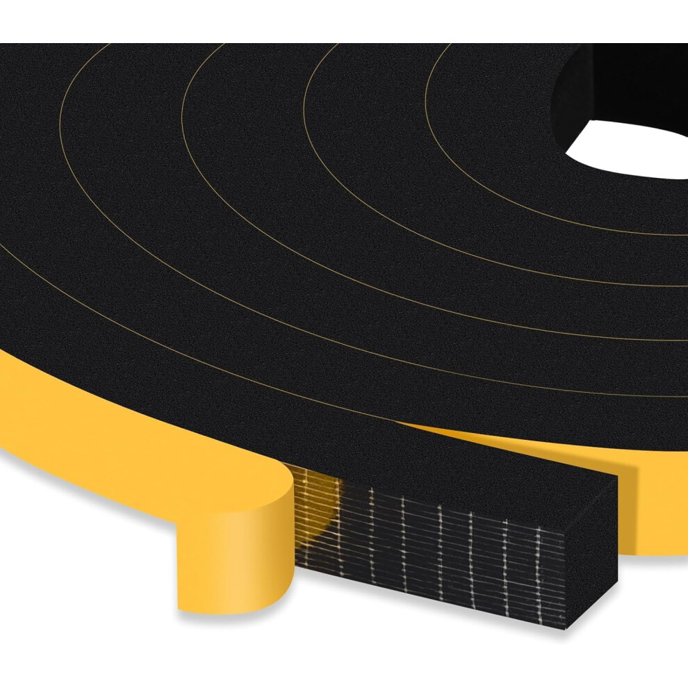 Foam Seal Tape 12Mm(W) X 10Mm(T), High Density Adhesive Foam Weather Strip Seal For Window And Door, 2 Rolls Total 4M, Black 87808360