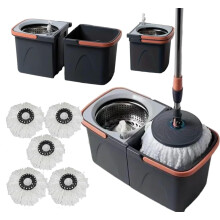 *NEW* SWISSPACK Revolving Spin Mop and Bucket With .5. Extra Pads Perfect For Easy Cleaning. Clean and Dirty Water Separtered For Perfect Finish (ORA