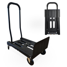 NiceyCare 2-in-1 Folding Trolley 120 kg Capacity, Platform Trolley On Wheels Portable Black, Ideal for Moving, Gardening & Warehouse Use