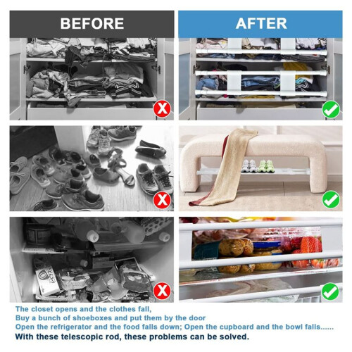 4 Pcs Double RV Refrigerator Bars Adjustable Fridge Tension Rods RV Refrigerator Kitchen Accessories, Fridge Bars 2