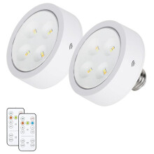 Battery Operated Light Bulb for Lamps, Screw in LED Puck Lights with Remote, with E26 Socket for Wall Sconce 2Pack