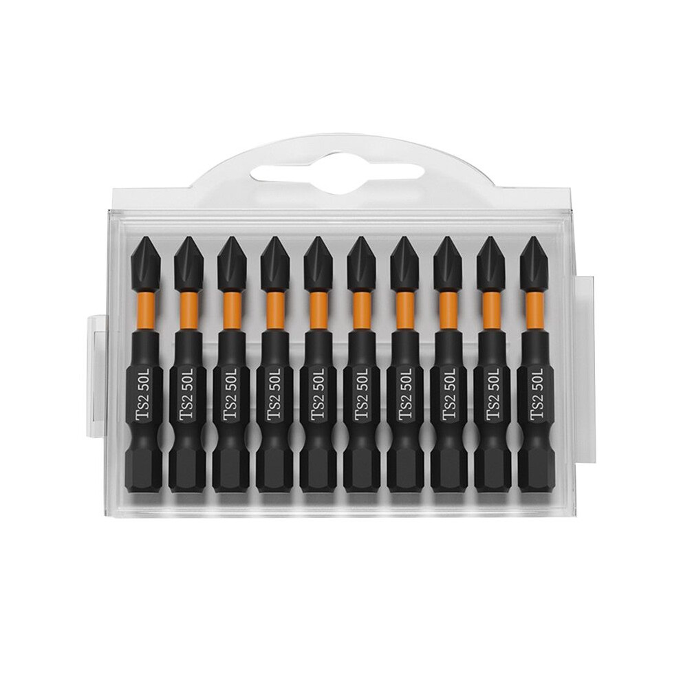 10Pcs 50Mm Ph2 Magnetic Bit Set Phillips Impact Batch Hardness Screwdriver Bit Screw Driver Hand Tool 4712154368672