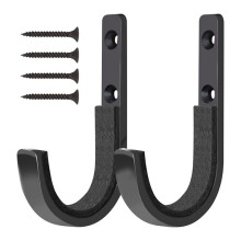 4PCS Metal Wall-Mounted J Hook Tool Hook Storage Racks are Suitable for Tool Houses and Homes Black