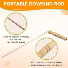 Copper Dowsing Rods Kit for Divination Tool - Natural Wooden Handles Divining Rods