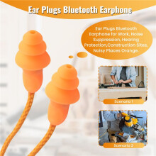 Ear Plugs Earphone for Work, Noise Suppression, Hearing Protection,Construction Sites, Noisy Places Orange