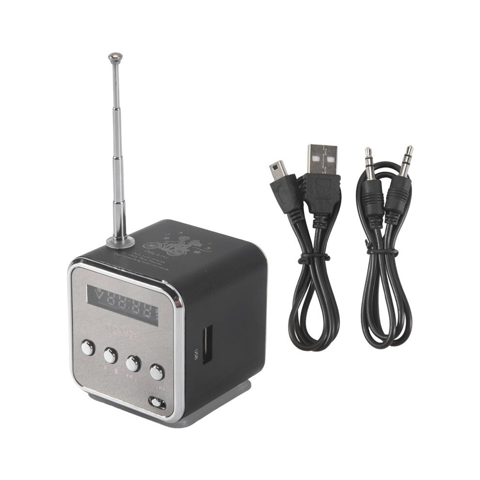 Td-V26 Digital Portable Fm Radio Receiver Led Loudspeaker Wireless Speaker Mp3 Support /Tf Card Black 6031973637478