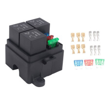 3-Wege-4-Poliger Sicherungshalter, Relaishalter, Schaltkreis, Standard-ATO-Flachsicherung, Relaishalter, 12 V, 40 A Relais