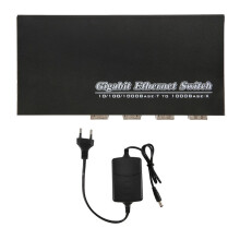 Gigabit-SFP-Medienkonverter, 4 SFP auf 2 RJ45-Transceiver, 10/100/1000 M, Glasfaser-, EU-Stecker