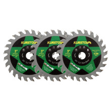 KURSTOL TCT Wood Cutting Disc - 3 x 75mm 24T Carbide Cutting Wheel for Wood Plastic, Bore 10mm for Mini Angle Grinder