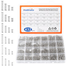 Nadinsta 432pcs Compression Springs Assortment Kit, 24 Sizes Small Springs Assorted, 304 Stainless Steel Extension Springs, Mechanical Metal Mini Spr