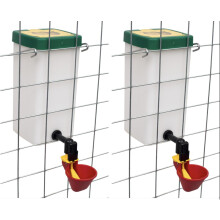 S M Pet Supplies 2 X 1 Ltr Chicken Drinkers with Large Cup and bracket 2 x 1 Litre Automatic fill water dispenser for chicks and other poultry