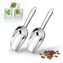 Joyfair Ice Scoop Set of 2, 3oz Stainless Steel Mini Food Scoops for Kitchen Bar Buffet Party, Metal Flour Candy Pet Scooper for Multi-Purpose Use, S