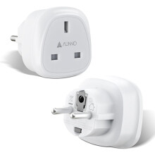 AUNNO Pack of 2 UK to European Plug Adapter, UK 3 Pin to European 2 Pin Plug Converter, Euro Type C, E, F and Type G, EU Plugs for Germany, France, S