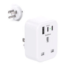 UK to US Plug Adaptor, USA Travel Adapter with 1 USB & 2 USB C Ports for American, Canada, Thailand, Mexico, Colombia Grounded Charger, 4 in 1 Plug A