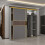 (Grey, 200cm) Modern Glass Door Wardrobe with LED 2