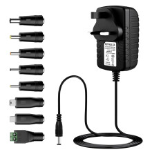Sfunpu 12V 2A Power Supply Adapter,Universal AC DAC/DC Converter Adapter Driver Transformer UK Plug 5.5 x 2.5mm(Compatible with 5.5 x 2.1mm) for LED