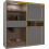 (Grey, 200cm) Modern Glass Door Wardrobe with LED 6