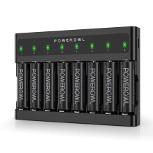 POWEROWL AA Rechargeable Batteries with Charger, 8 Slots Battery Charger (FY-828), Independent Slot, USB Fast Charging for Ni-MH Rechargeable Batteri