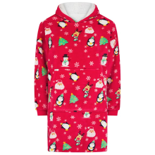 Super Soft Cozy Red Christmas Festive Kids Childrens Size Lounge Hoodzie