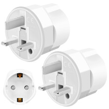 European to UK Plug Adapter, 2 Pack EU to UK Travel Adaptor 2 Pin to 3 Pin Type C/E/F France,Italy,Spain,Germany,Polish Turkish to British Adapter Ty