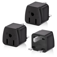 Plug Adapter 3 Pack, US to UK Travel Plug Adapter, HITRENDS Plug Adapter 3 Pin to 3 Pin UK plug Type G US to UK, Black