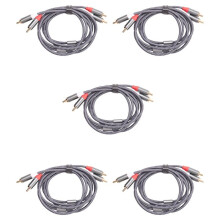 5X RCA Stereo Cable, [6Ft/1.8M, Dual Shielded Gold-Plated] 2RCA Male to 2RCA Male Stereo Audio Cable for Home Theater