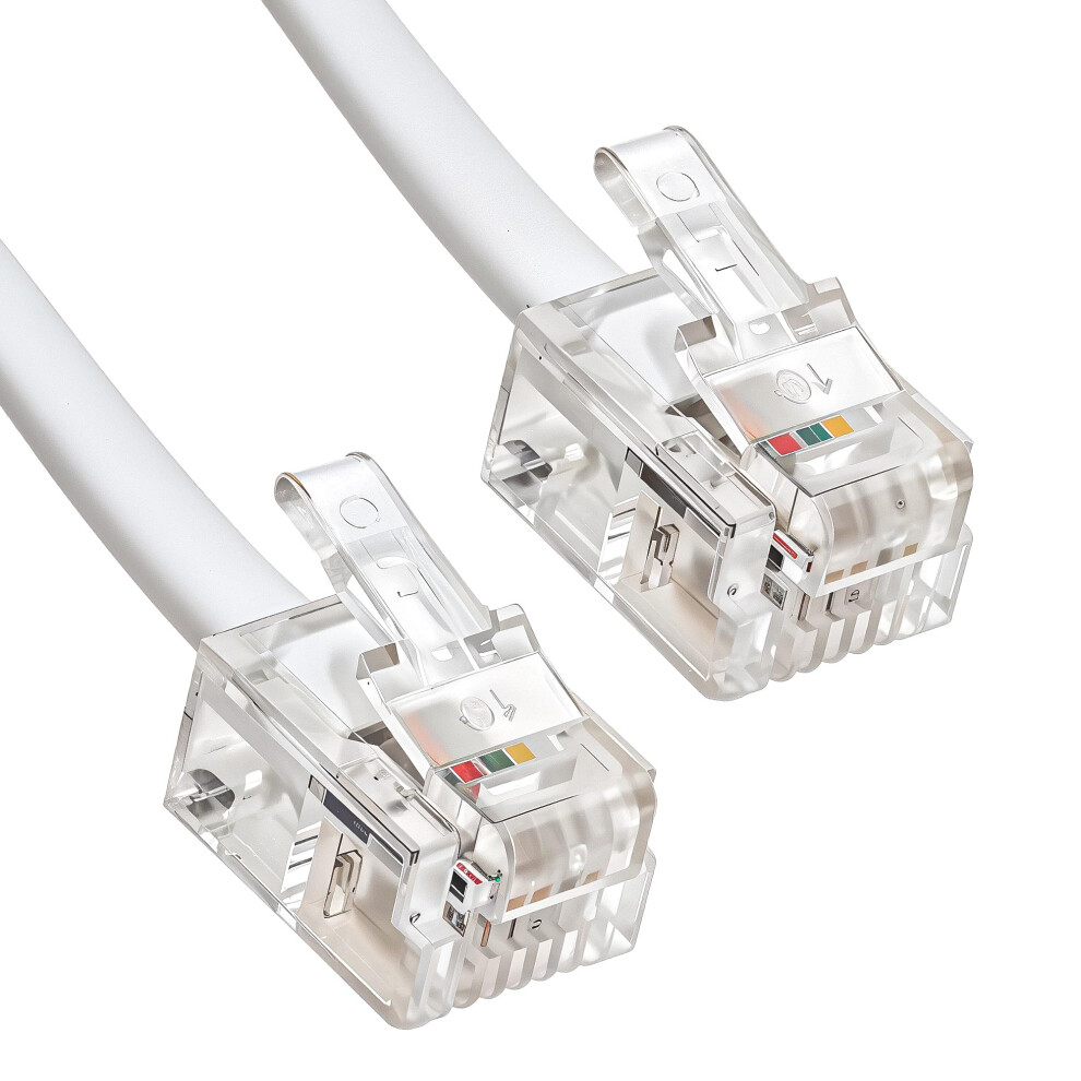 Rj11 Cable For Landline Telephone, Router, Modem To Phone Socket - Adsl Internet Cable - 2M White 89211298