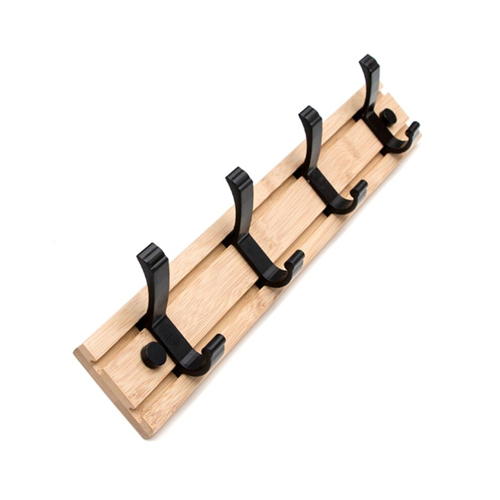 Coat Rack Wall Mount Coat Hooks - Wooden Black Coat Rack With 4 Hooks Wall Hooks For Hanging Coat Hat Bag Towel Hanger 4711409645506