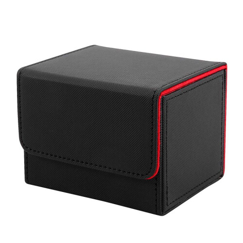 Card Box Side-Loading Card Box Deck Case for  Yugioh Card Binder Holder 100+,Black Red