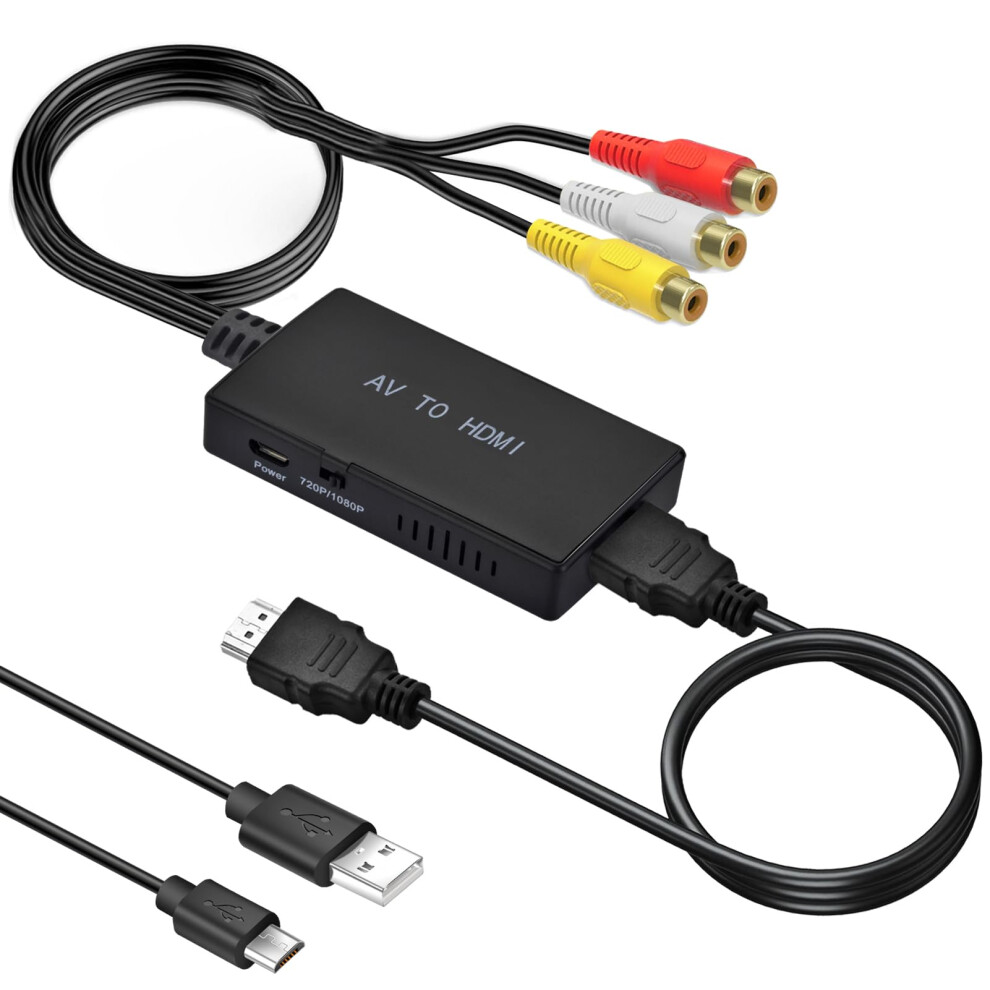 Amtake Rca To Hdmi 1080P Av Adapter With Hdmi Cable For Ps2/Ps3/Xbox/Snes/N64/Stb/Vhs/Vcr Video Recorder Dvd, Support Pal/Ntsc 5001643195752