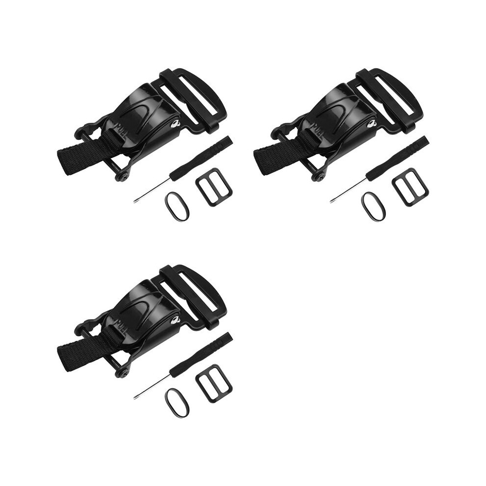 3X Helmet Quick Release Buckle Replacement Kit, Ratcheted Helmets For Chin Strap To 1Inch, Motorcycle Helmets Black 6034085294898