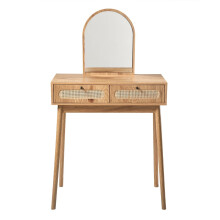 Dressing table with mirror and 2 drawers with rattan fronts, 80 cm wide, ALIA