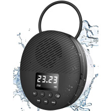 Shower Radio Speaker with Bluetooth 5.0, AGPTEK Waterproof Wireless Bathroom FM with Suction Cup 12H Long Playback Time, Lanyard, LCD Screen Display,