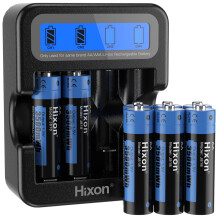 Hixon 1.5V AA Rechargeable Lithium-ion Battery 8pc with LCD charger,3500mWh Hixon AA Rechargeable Batteries for home appliances and Office Devices,1.