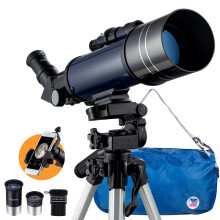 Telescope for Astronomy, 200X Pro 400/70 FMC Glass Optical Refractor Telescopes, With Adjustable Tripod Phone Adapter Barlow Lens Moon Filters Carryi
