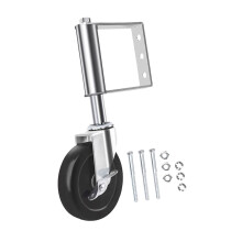 Sturdy Metal and Rubber Gate Wheel With Spring-4 inch silver