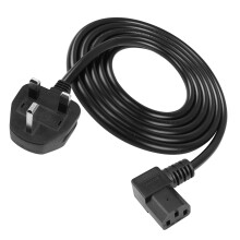 YACSEJAO 2M UK Computer Power Cable 3 Pin UK Plug to 90 Degree IEC C13 (BS 1363 to C13) Kettle Lead for TV, PC, Monitor, Printers Power Supply (Left