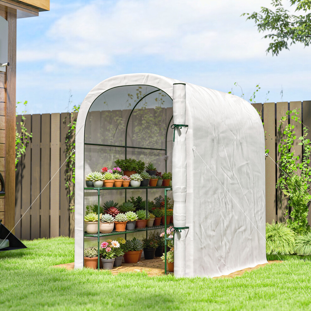 New Outsunny Walk-In Greenhouse Garden Plant Growhouse With Roll-Up Door, White