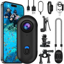 OBEST Action Camera 4K 360 Motorcycle Helmet Cam, Mini Bodycam POV Cam, Magnetic Saw Vlog Camera, Underwater 30m Waterproof WiFi Action Camera 120W