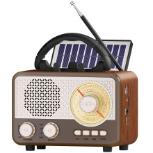Portable Solar Radio FM/AM/SW Radio Retro Bluetooth Speaker with Phone Holder TF Card/AUX/USB Small Vintage Battery Powered&Rechargeable Radio for Ou